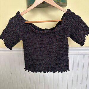 Urban Outfitters Sparkly Off-The-Shoulder Cropped Top L